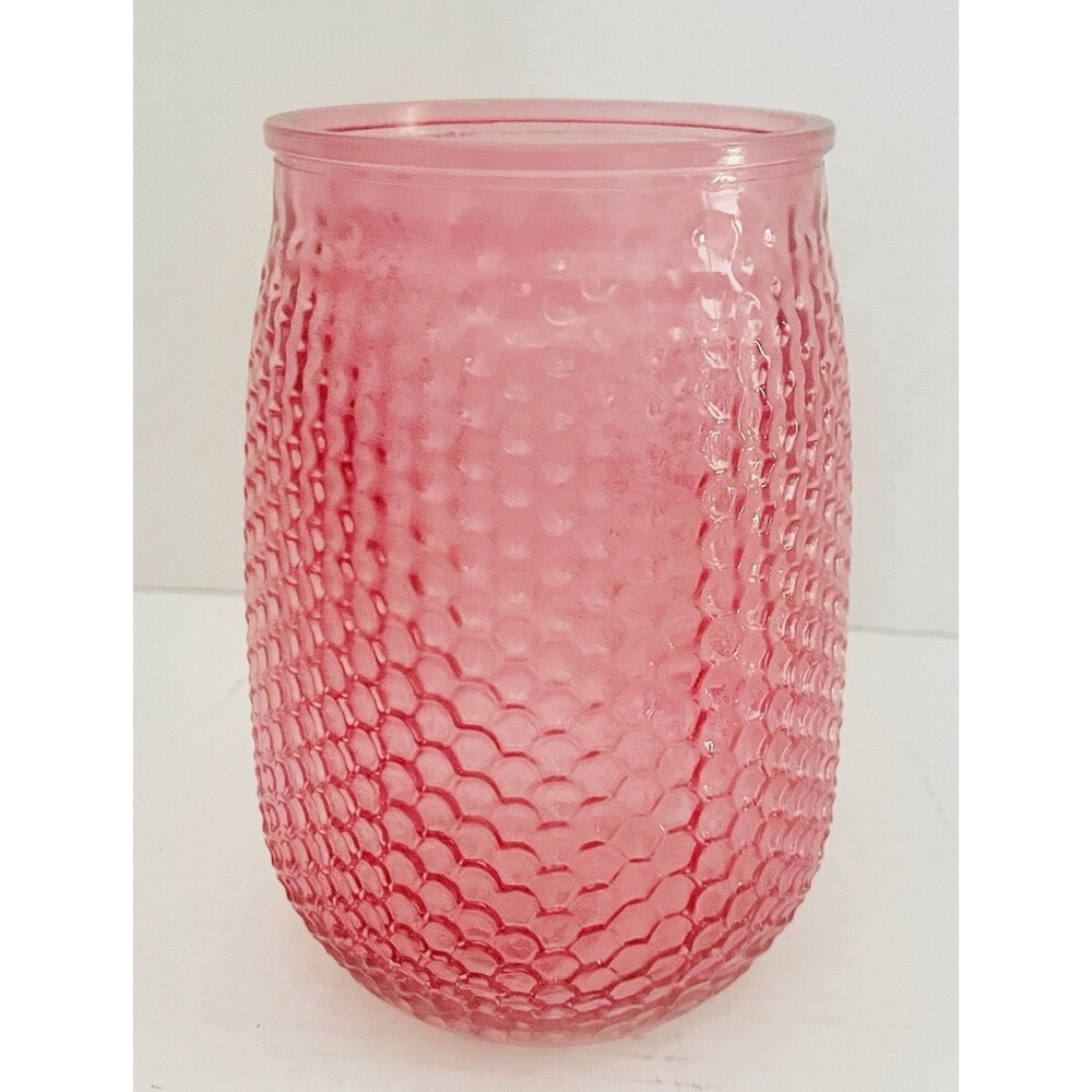 Vtg Honeycomb Dimple Large Flower Vase Pale Pink or Blush Mid-Century